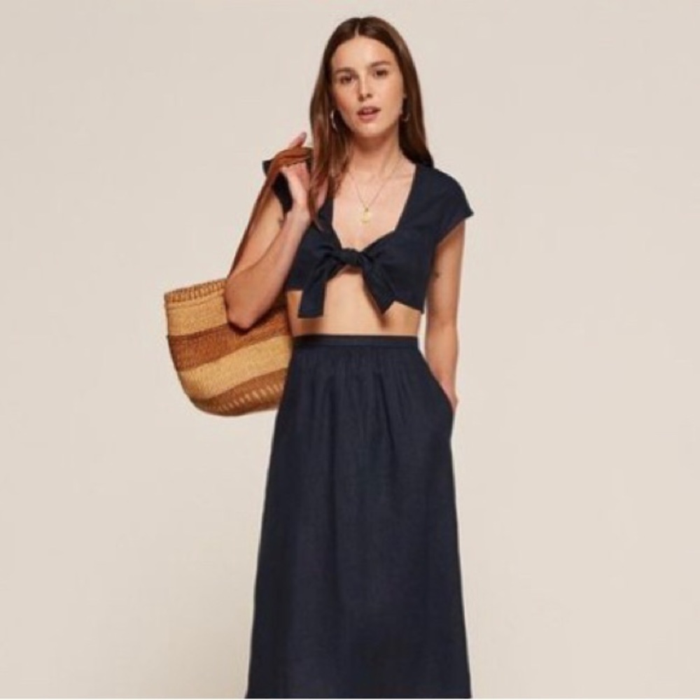 Reformation Torta Two Piece Navy Size 0